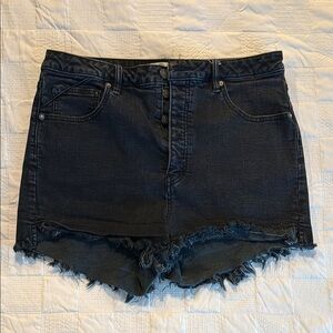 We The Free Black Jean Shorts Distressed Frayed Hem